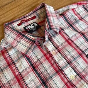 Southpole Mens XL Red Plaid Short Sleeve Button Down Shirt